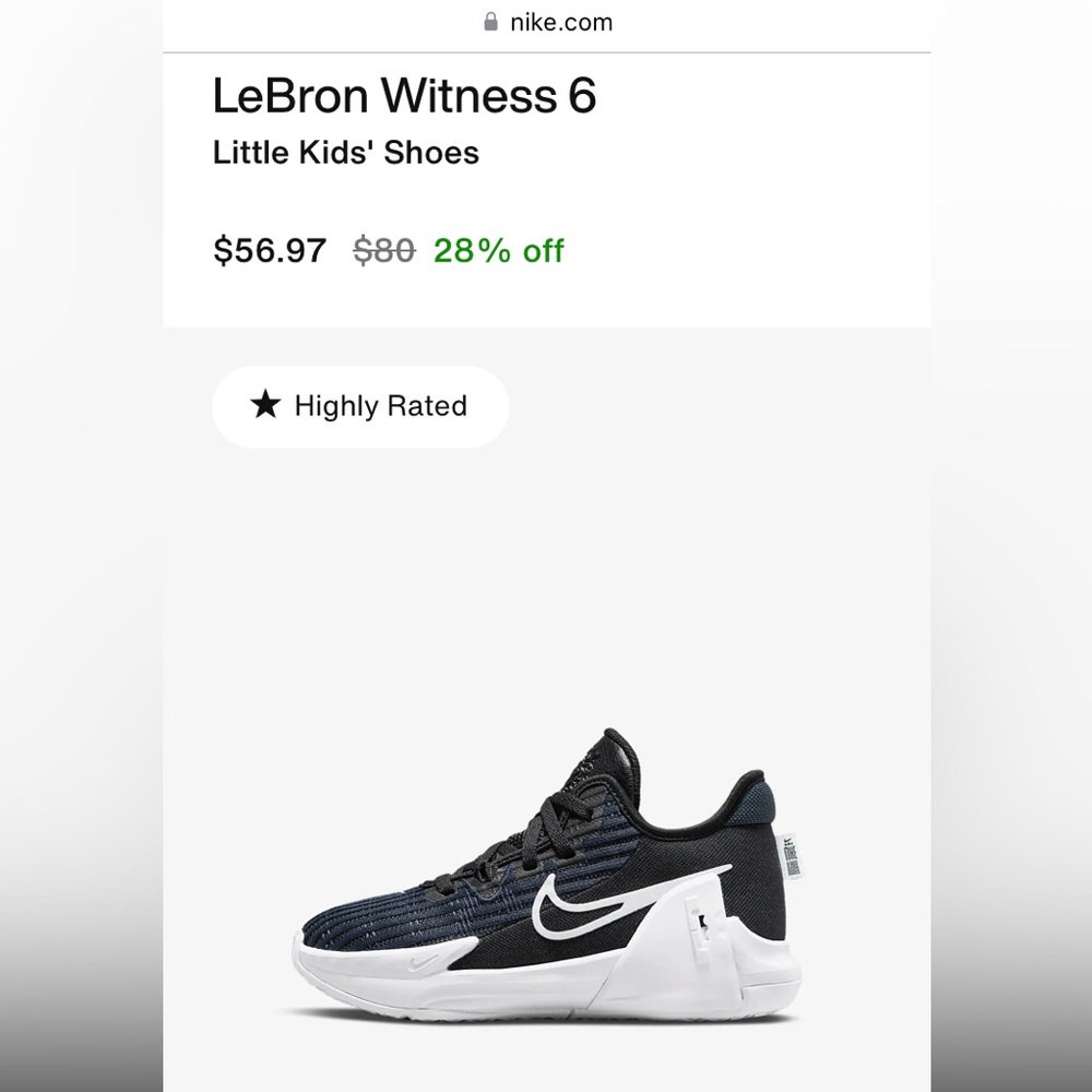 Boys Lebrun Witness 6 Basketball Shoes size 1.5 Y